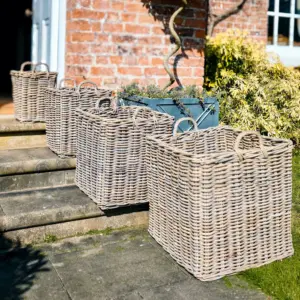 Natural Rattan Tall Square Basket