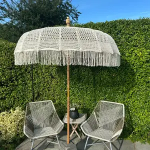 Balinese Round Bamboo Parasol – Linen