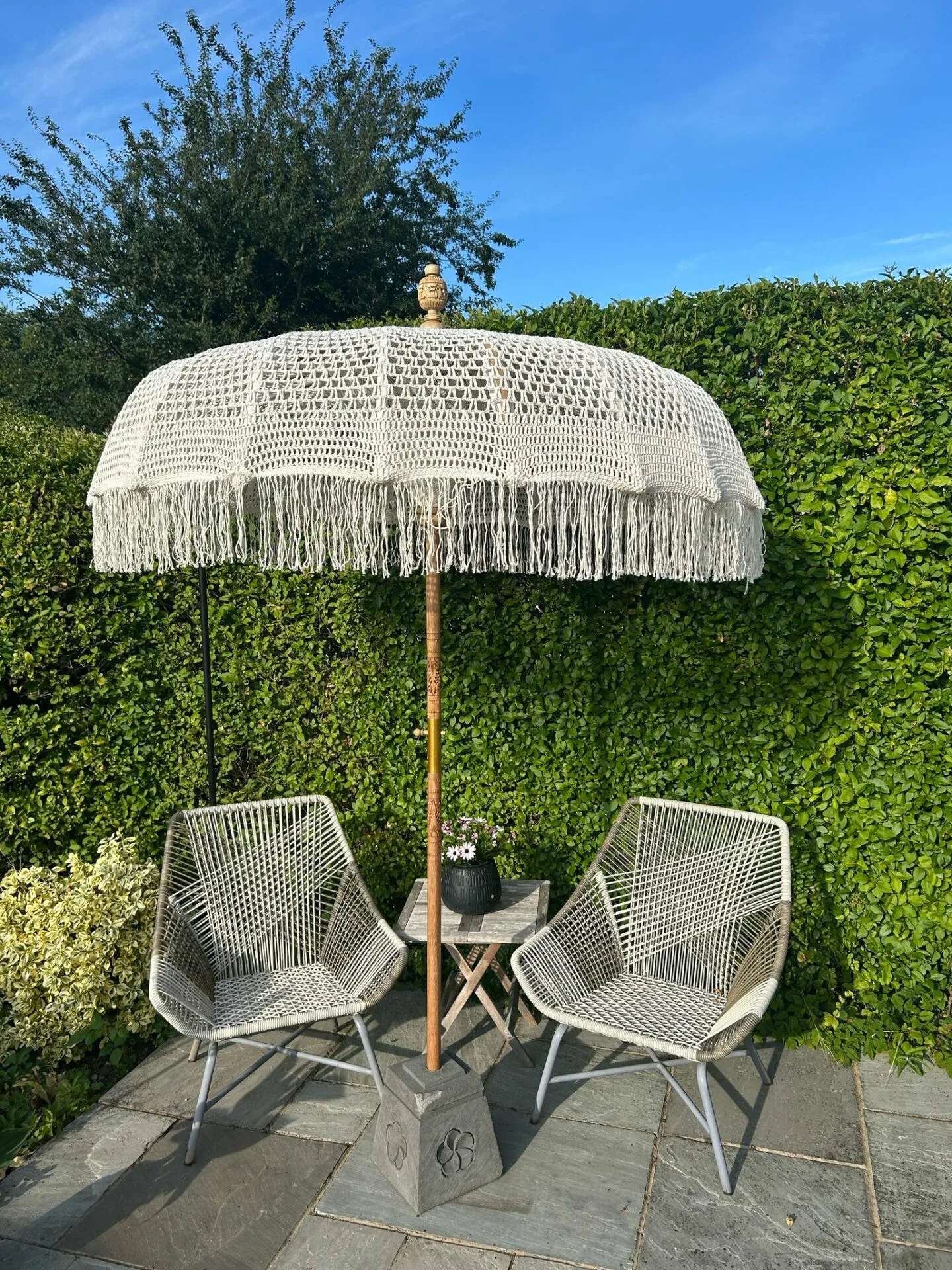 Balinese Round Bamboo Parasol – Linen