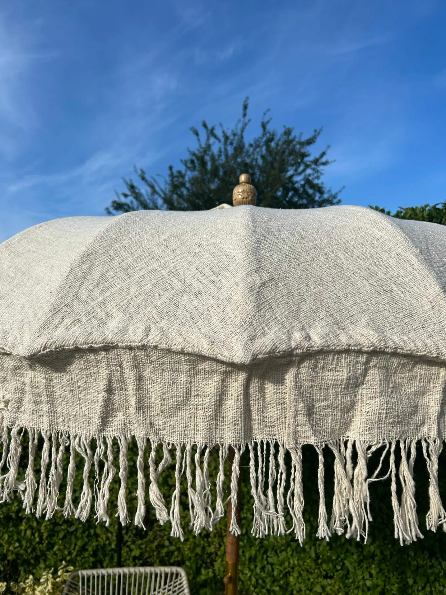 Balinese Round Bamboo Parasol – Linen