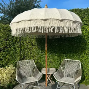 Balinese Round Bamboo Parasol – Linen