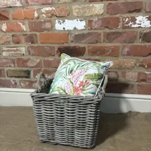 Square rattan basket with pillows / cushions